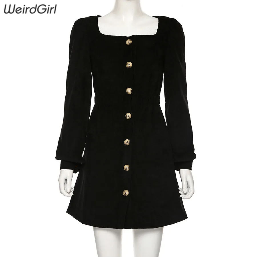 Женское Элегантное однобортное платье-мини в стиле ретро с длинным рукавом новые