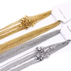 Цепочка из нержавеющей стали с круглыми звеньями, ширина 2 мм, 50 см + 5 см, 5 шт.лот