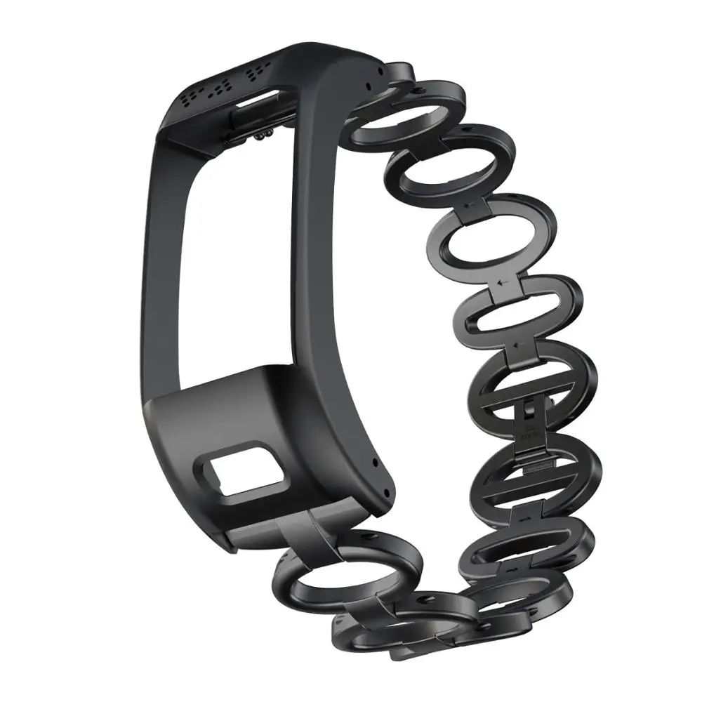 Black Ремешок из нержавеющей стали для Garmin Vivosmart HR полосы эллиптический стиль металлический браслет Repalcement для Vivosmart HR SmartWatch - Цвет ремешка: Black