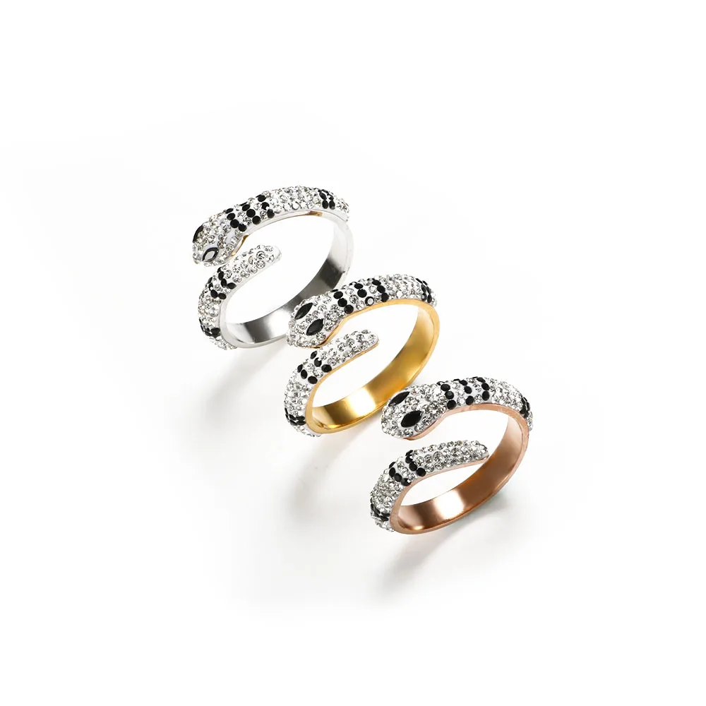 

High Quality China Factory 316L Stainless Steel Jewelry Snake Ring Women Silver Gold Steel Open Adjustable Rings