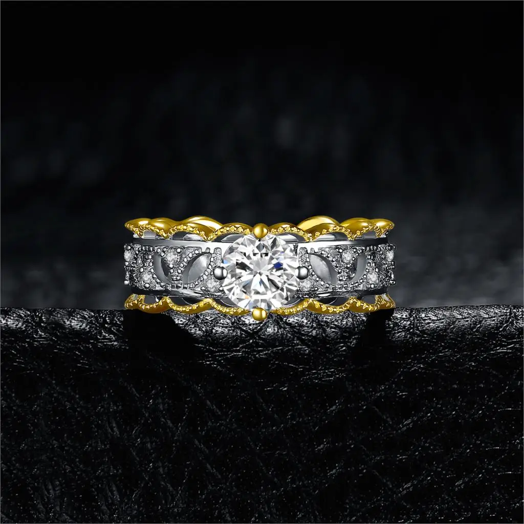 JewelryPalace полые цветок Два тонированное 1.9ct кубического циркония Anniverary обещание Свадебные Обручение кольцо стерлингового серебра 925