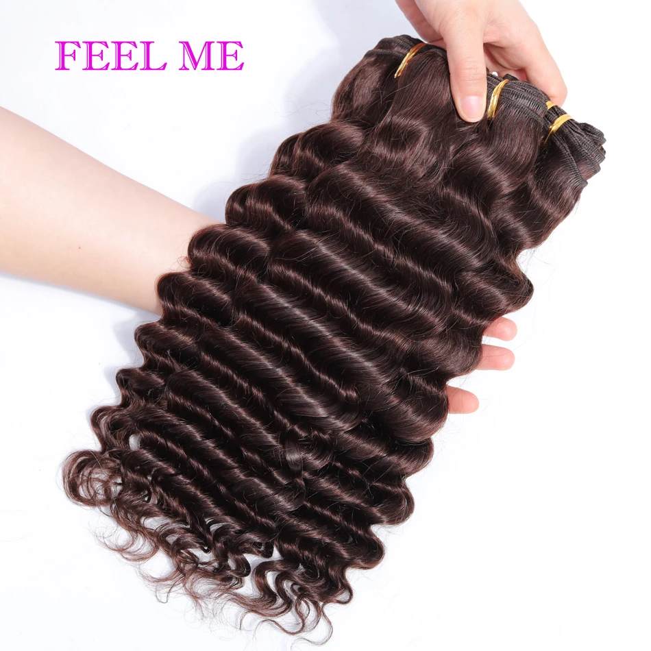 Филми Цветной #2 темно коричневые волосы глубокая волна пряди 1/3/4 шт. бразильская