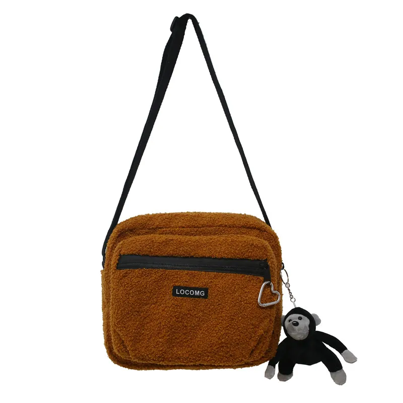 

NEW Real Photo Plush Bag Korean Literature And Art Female Student Shoulder Bag Autumn And Winter New Messenger Bag