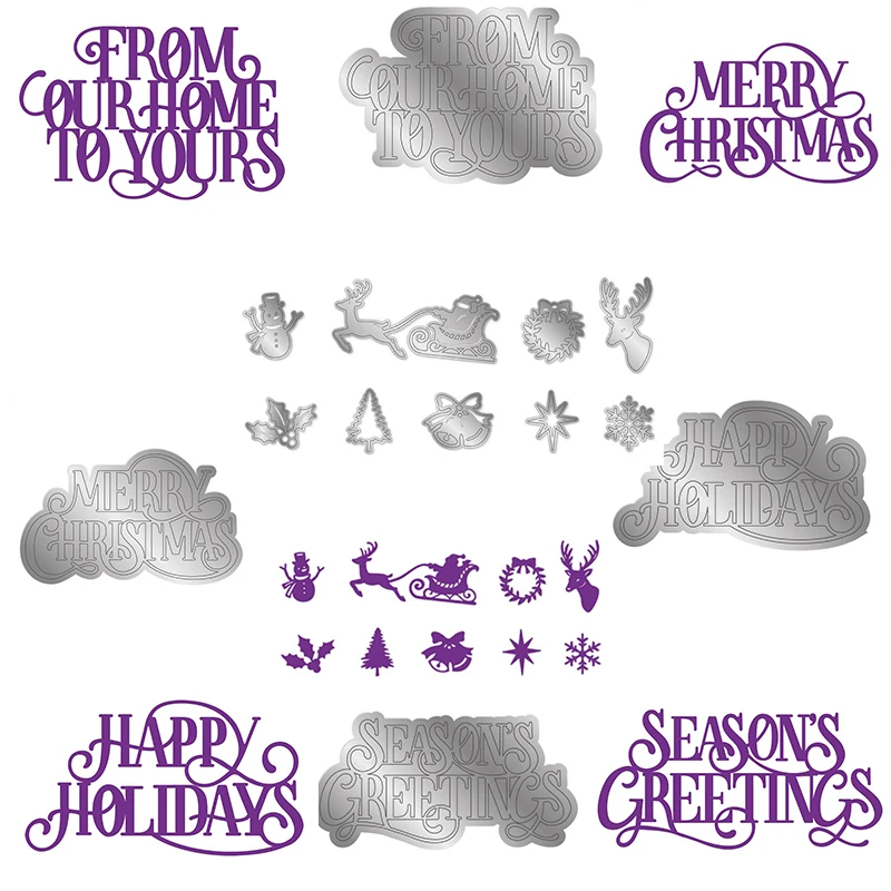 

Счастливого Рождества слова аксессуары резка штамп сделай сам пресс-форма для бумаги металлические штампы для изготовления карт вырезанны...