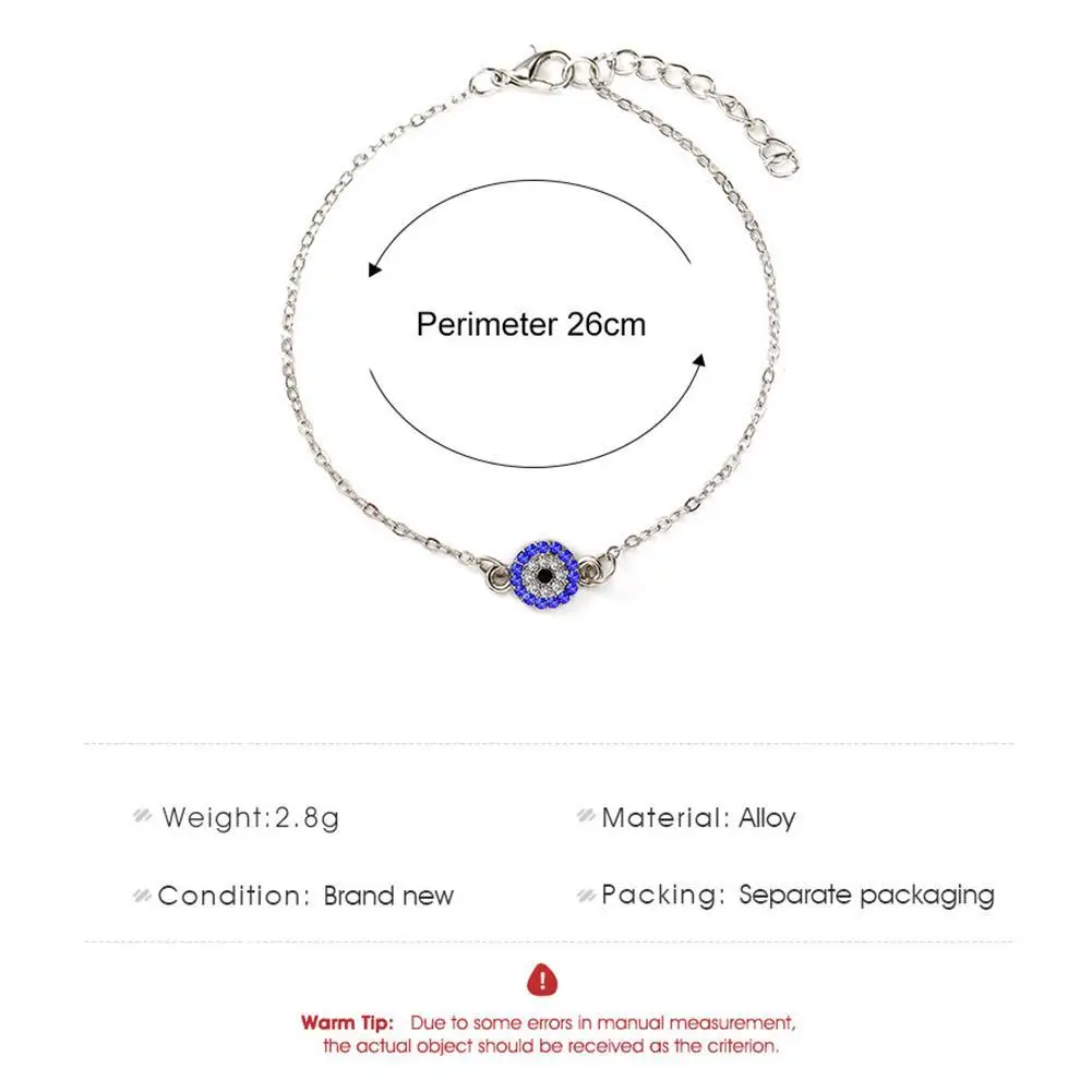 

2021 New Summer Blue Evil Eye Beads Zircon Anklet For Women Bohemia Foot Chain Sandy Beach Jewelry