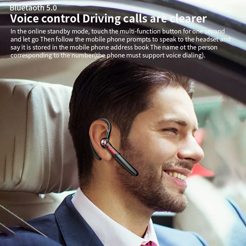 

ME100 Bluetooth Headset Single Ear Ear-Hook Business Headset TWS 5.0 Car Touch Sports Headset Noise Cancelling Wireless Earphone