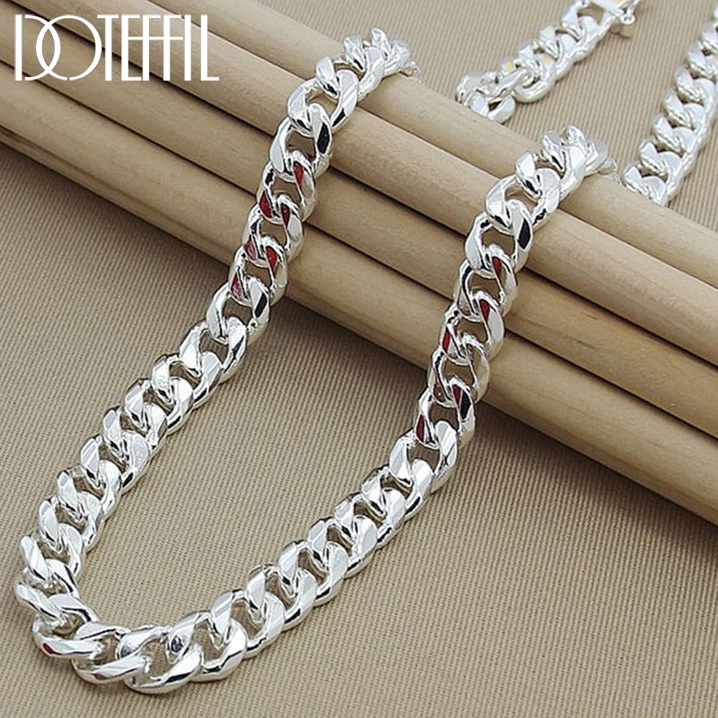 

DOTEFFIL 925 Sterling Silver 10mm 22-Inch Men Necklace Side Chain Atmospheric Statement Necklace Gift Party Jewelry