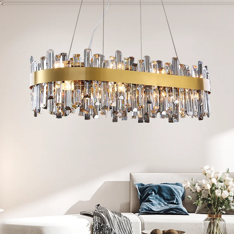 

Светодиодная хрустальная люстра, латунная Золотая креативная светильник ПА в стиле пост-модерн для гостиной, столовой, спальни