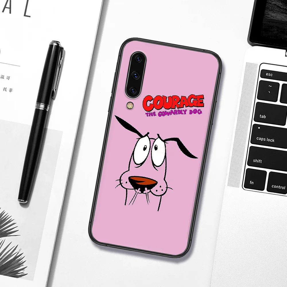 

COURAGE Cowardly Dog Phone Case Cover For Samsung Galaxy A7 9 8 10 20 20e 21 S 30 30S 31 41 50 50S 51 70 71 91 black Back 3D