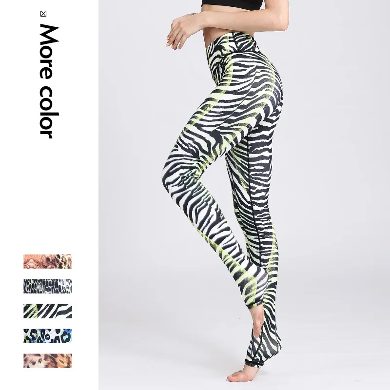 

High Waist Leopard Stripes Yoga Pants For Women Sexy Yoga Women Leggings Push Up Ankle Length OEM Dropshipping