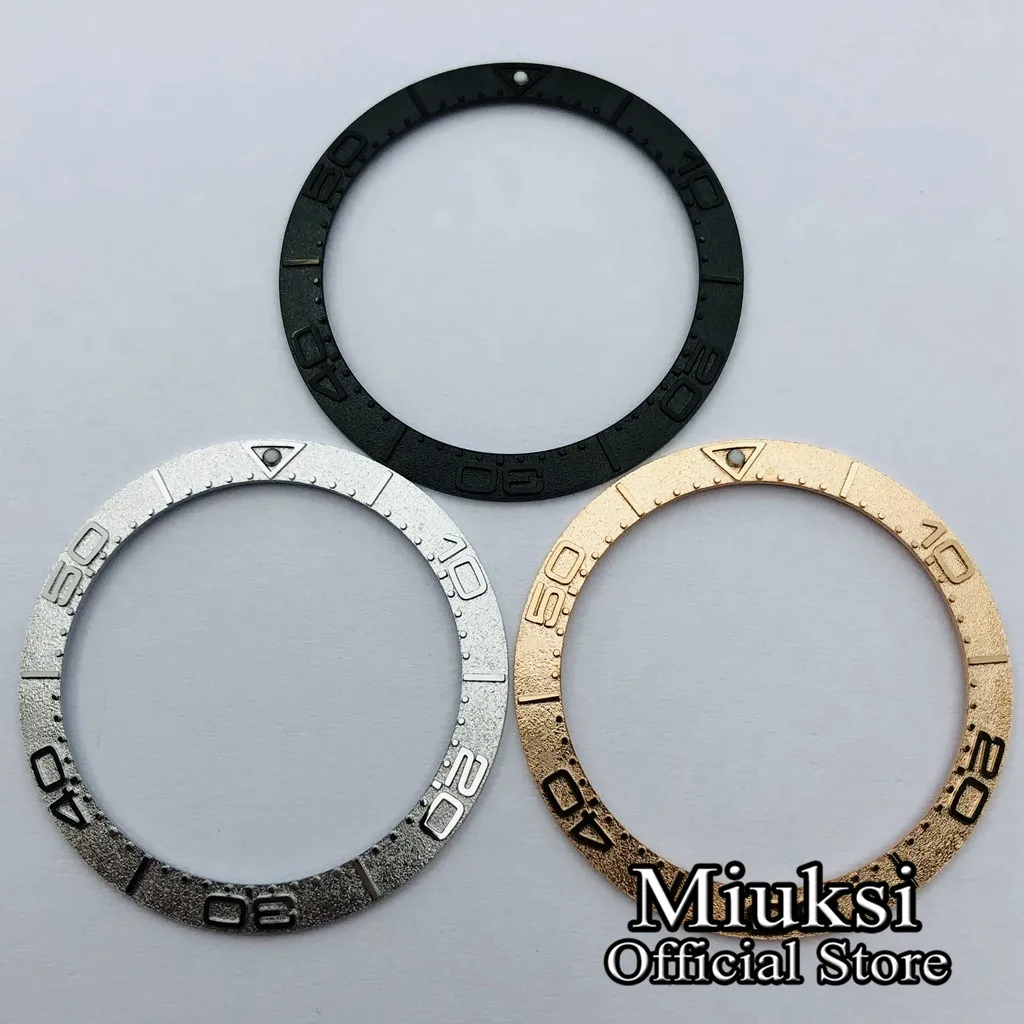 38mm top sterile carving stainless steel silve/black/rose gold insert watch bezel watch parts