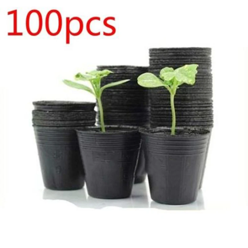 

V 100Pcs Seedling Plants Nursery Bags Organic Biodegradable Grow Bags Fabric Eco-friendly Ventilate Growing Planting Bags