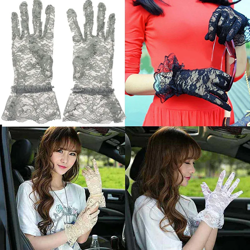 

Women's Sexy Wedding Bridal Driving Evening Party Prom Lace Gloves Mittens X7YC
