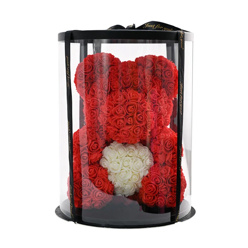 Подарок на день Святого Валентина роза плюшевый мишка искусственный цветок в