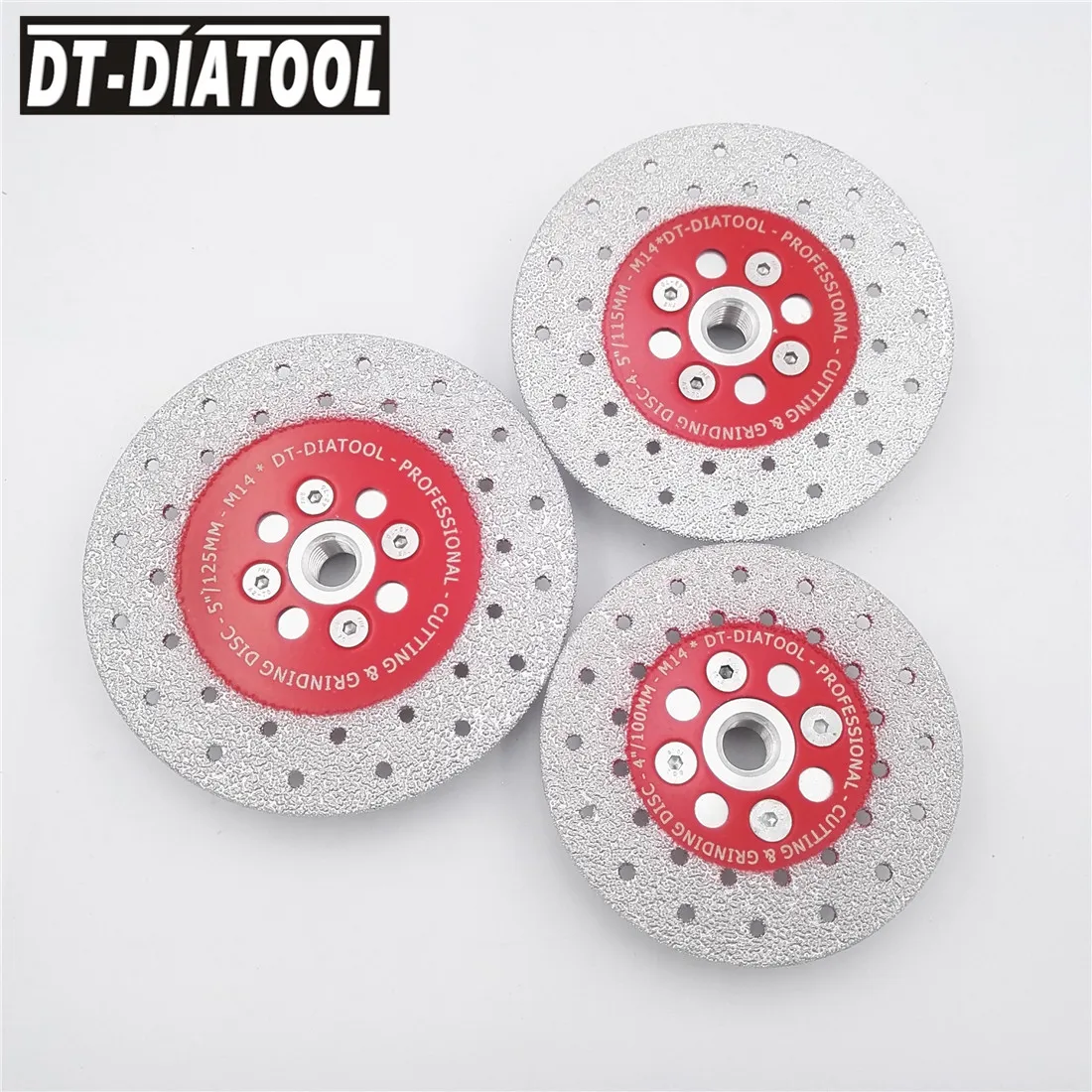 

DT-DIATOOL 1pc Dia 100/115/125mm Double Side Coated Diamond Cutting Disc Grinding Wheel for Marble Granite Angle Grinder M14