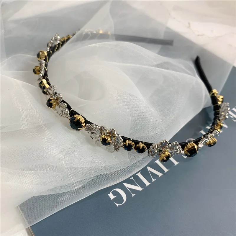 

Snowflake Rhinestone Black Velvet Makeup Pearl Hairbands Baroque Luxury Flower Blue Grey Headband Accessories Elegant for Women