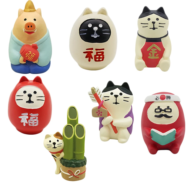 16 типов Япония Kawaii Мультфильм Maneki Neko Lucky Calico Cat Ride Koi новогодний орнамент c