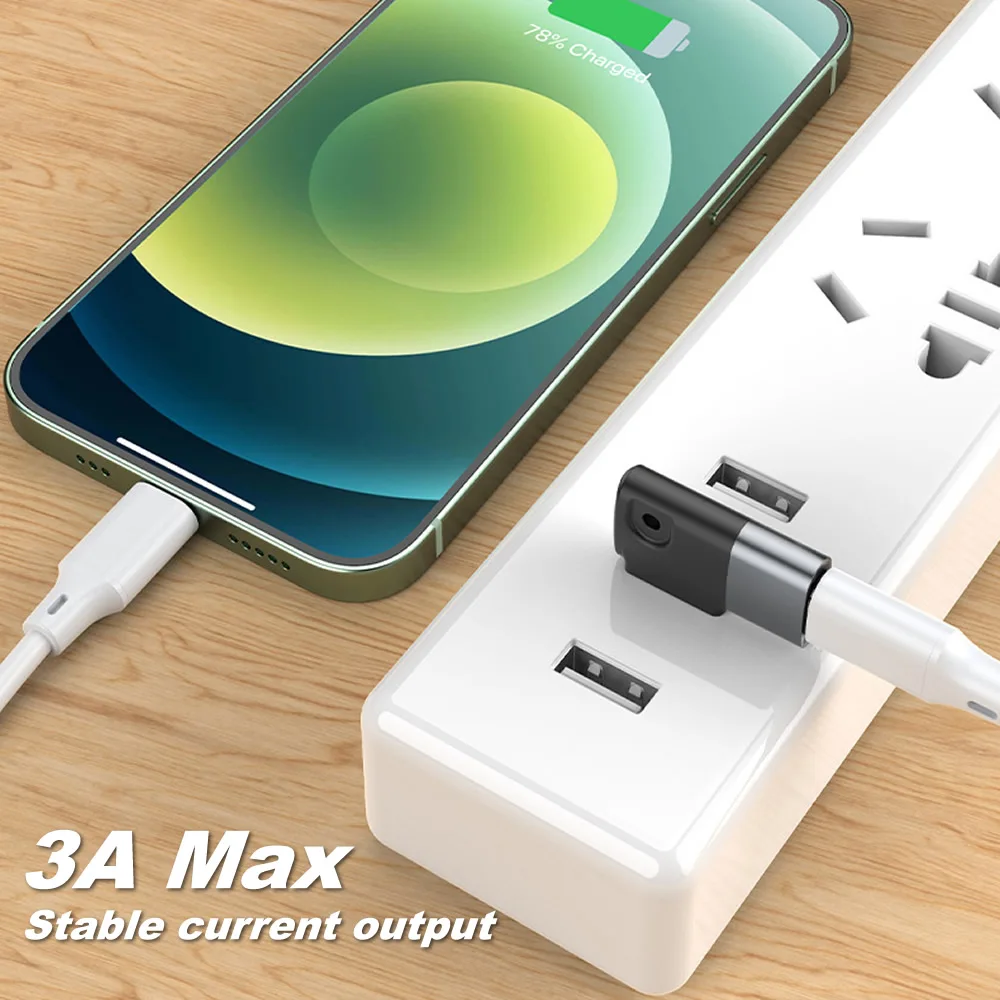 Адаптер Usb/Type C 3 А L-образный с поддержкой передачи данных угол 90 градусов Usb 0 OTG для