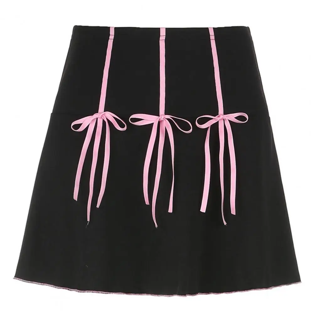 

2021 Sweet Fashion Women High Waist Elastic Bandage Bowknots Party Mini Skirt Streetwear