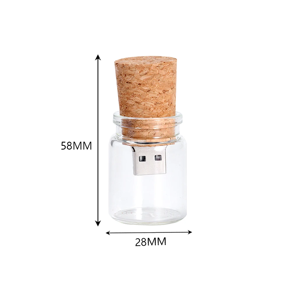 

Glass Bottle USB 3.0 Flash Drive 4GB 8GB 16GB 32GB 64GB 128GB Photography Gifts Pen Drives Free Custom LOGO Memory Stick wedding