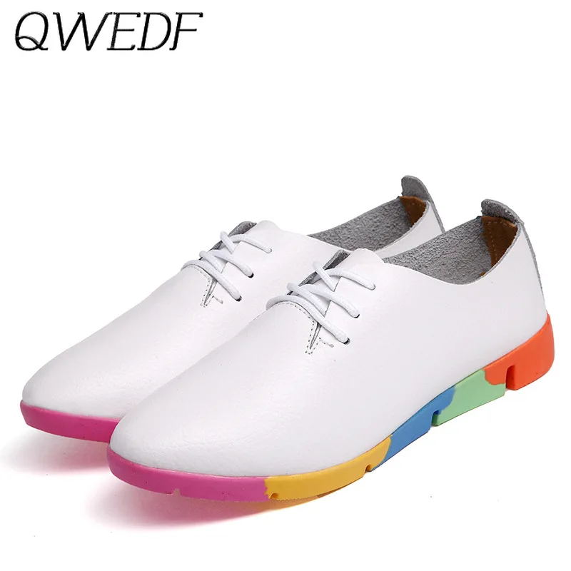 

2019 модные повседневные женские туфли на плоской подошве, маленькие белые туфли, женские кожаные туфли с круглым носком и плоской подошвой, ж...