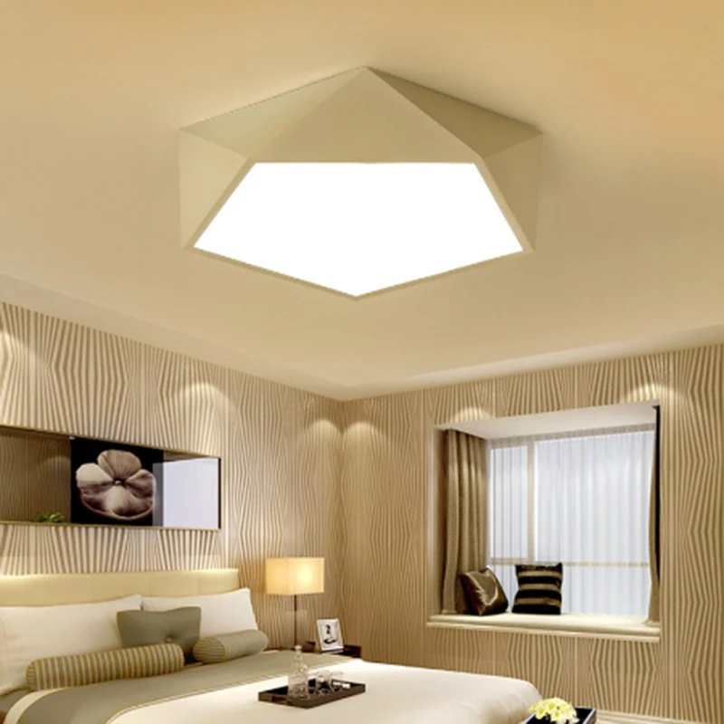 

Modern brief creative diamond black iron ceiling light fixture home deco living room acrylic LED remote control ceiling lamp