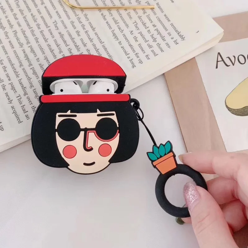 Style 1 Забавный мультфильм пара наушников чехол для Apple Airpods силиконовые наушники Чехлы Airpods зарядная коробка защитный чехол ремешок - Цвет: Style 1