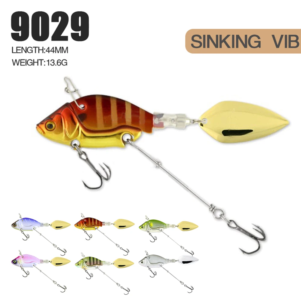 

44mm Fishing Lure Sinking Vibration Rotating Metal Sequins VIB Metal Artificial Hard Bait Spinner Bait Wobblers Fishing Tackle