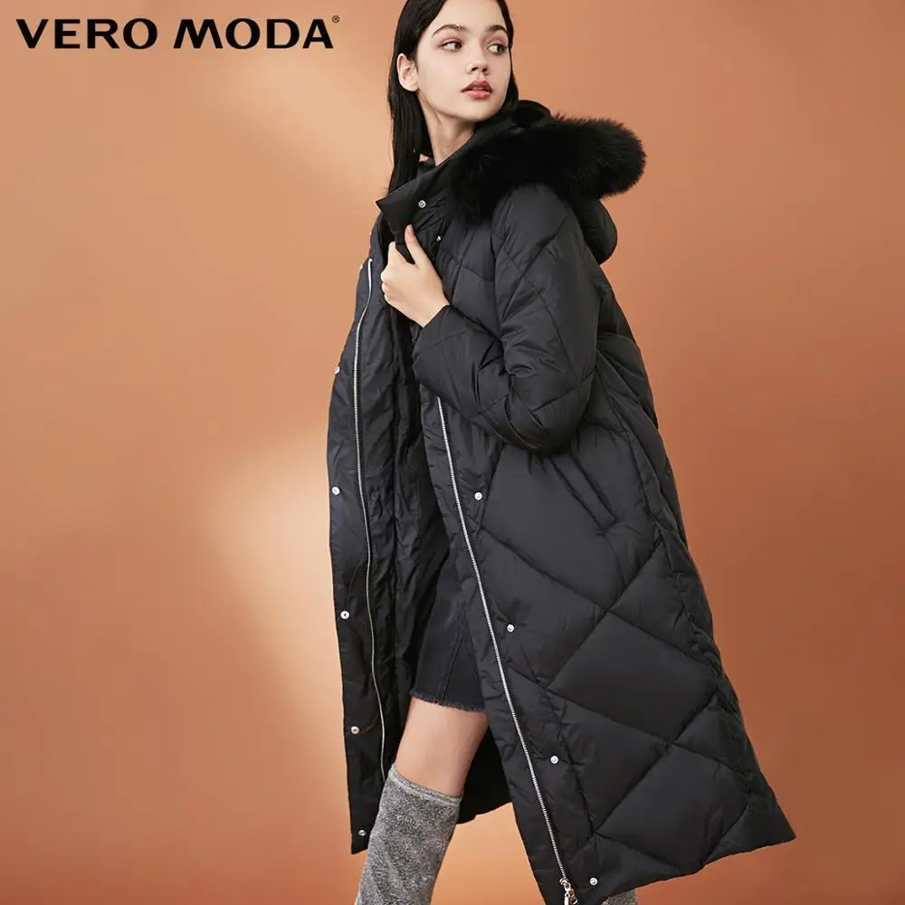 Vero Moda женский 90% белый утиный пух Лисий меховой воротник длинный пуховик парка пальто | 318312501