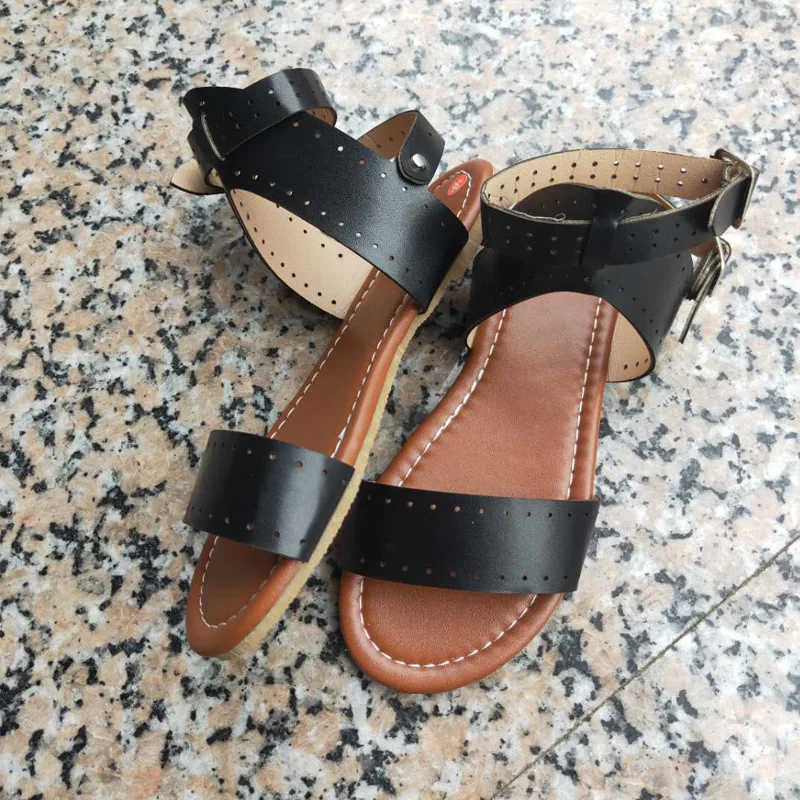 Сандалии гладиаторы женские из мягкой кожи повседневная Летняя обувь с римскими