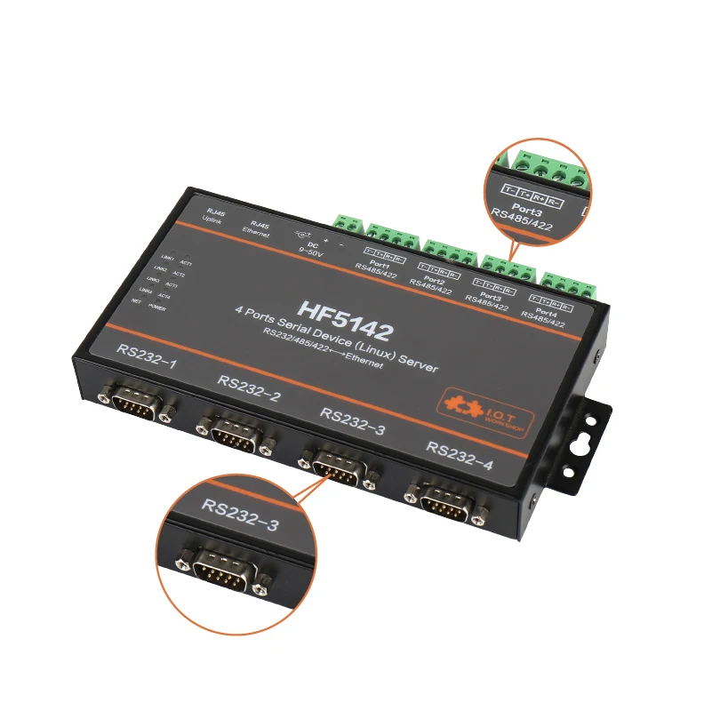 Высокого полета HF5142B 4 Порты и разъёмы s промышленный Cortex M3 серийный RS232 RS485 RS422 в Ethernet TCP IP Telnet несколько