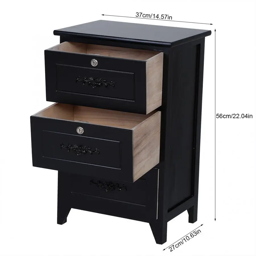 Не требуется сборка деревянная тумбочка прикроватная Органайзер шкаф с 3 ящиками