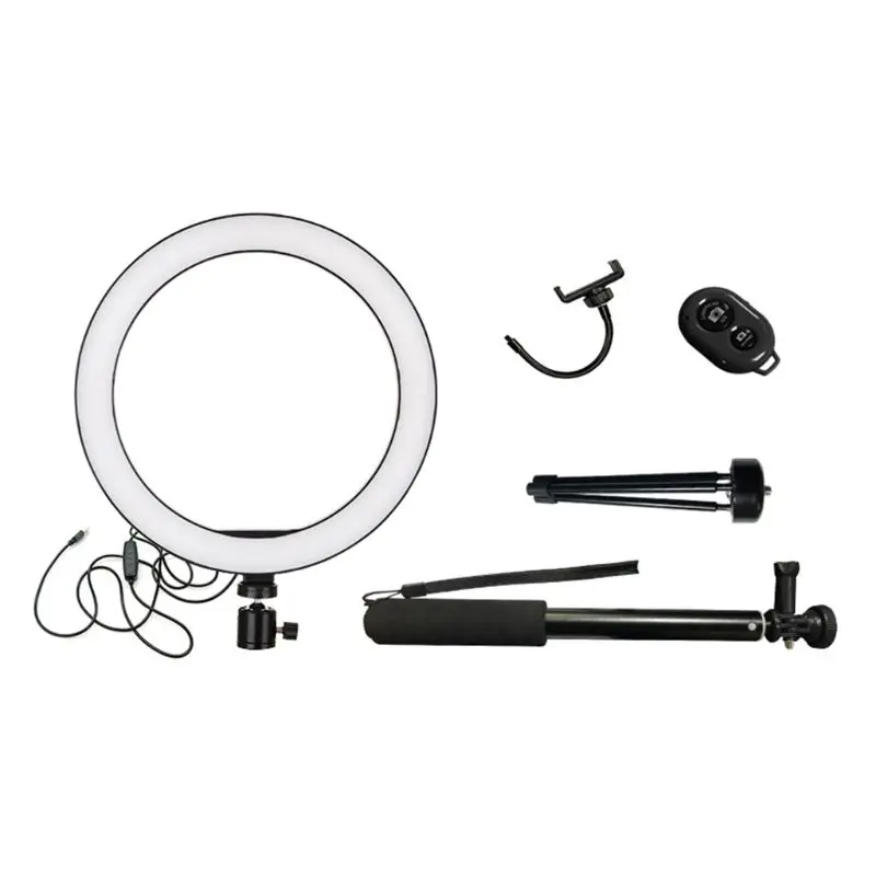 

10" Selfie Ring Light with Tripod Cell Phone Holder Stand Beauty Desktop Lighting Holding LED Camera Brightness for Live
