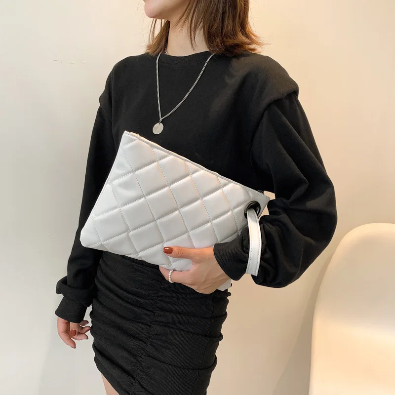 

Winter Clutch Bag Women Square Fashion Envelope Bag For Famale PU Leather Rhombic Check Coin Purse Phone Pocket