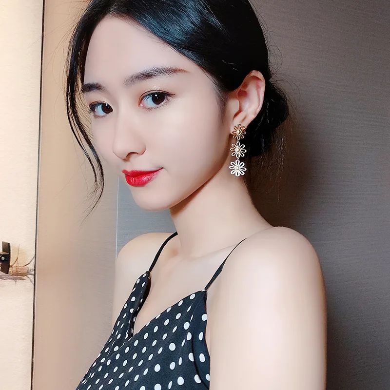 Женские серьги с подсолнухом серьги-кольца в форме подсолнуха оригинальные