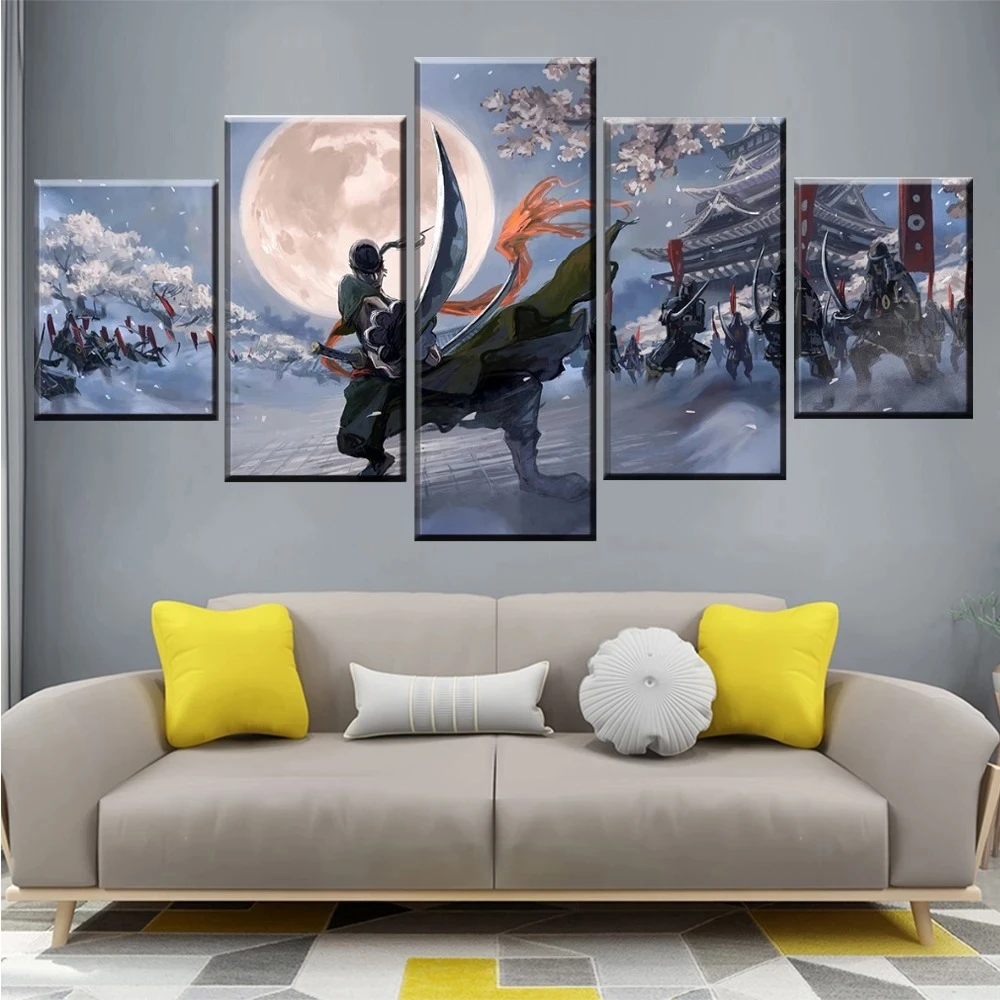 

Canvas Poster Painting 5 Pieces Wall Art Animation One Piece Roronoa Zoro Prints Pictures Home Decoration For Living Room Frame