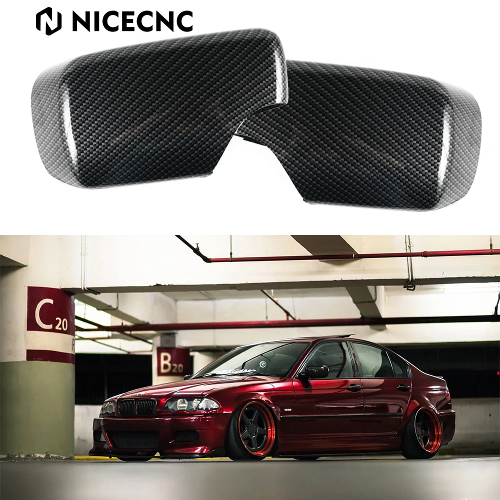 

NICECNC Rear Mirror Cover Cap for BMW e46 1998 1999 2000 2001 2002 2003 2004 2005 Car Replacement Accessories Carbon Color
