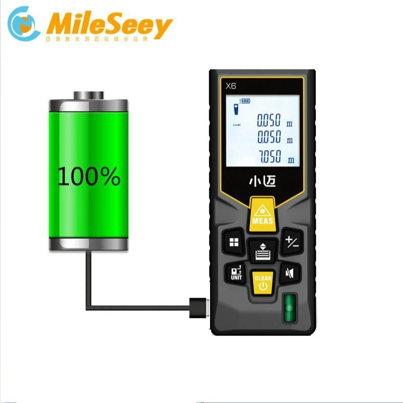 Mileseey X6 перезаряжаемый 40 м 70 м лазерный дальномер, дальномер, Лазерная Лента, дальномер, устройство для измерения, линейка, тестовый инструмент