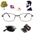 Мужские портативные фотохромные очки для чтения, прогрессивные многофокальные складные очки для дальнозоркости с диоптриями Far0, около 1,5 2,5