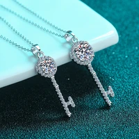 925 silver necklace chain excellent cut 0 5ct d color pass diamond test solitaire pendant necklace women jewelry