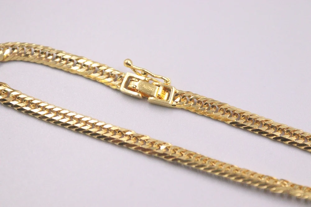 

Pure 18K Yellow Gold Bracelet Special Curb Link Chain Bracelet Men Woman Lucky Gift 7.5g