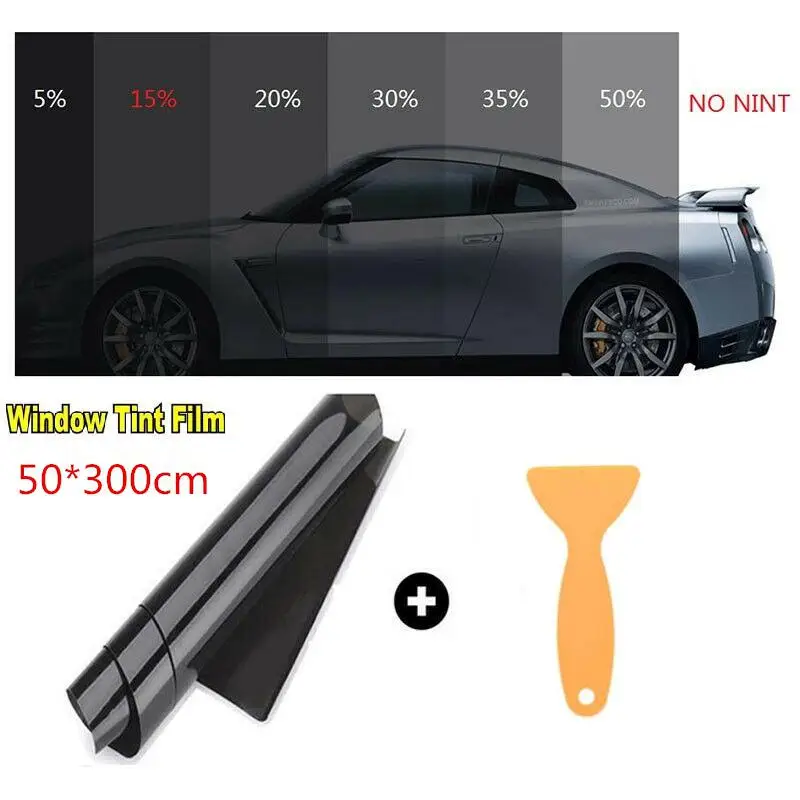 0.5mx3m Dark Black Car Window Tint Film Roll Glass Cars Auto Solar Protection Summer For Side Home With Scraper | Автомобили и
