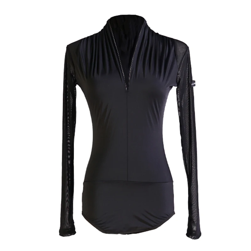 

Sexy V-neck Latin Latin Dance Top For Women Mesh Latina Practice Costume Long Sleeves Dance Wear Ballroom Sumba Clothes JL1081