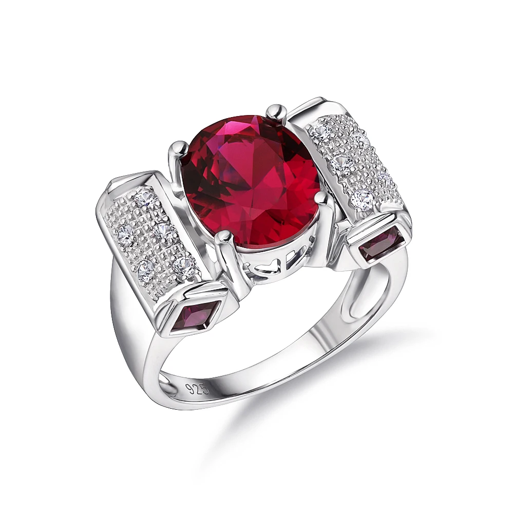 

GZ ZONGFA Luxury Custom Red Gemstone Female Jewelry 925 Sterling Silver Fashion Ring