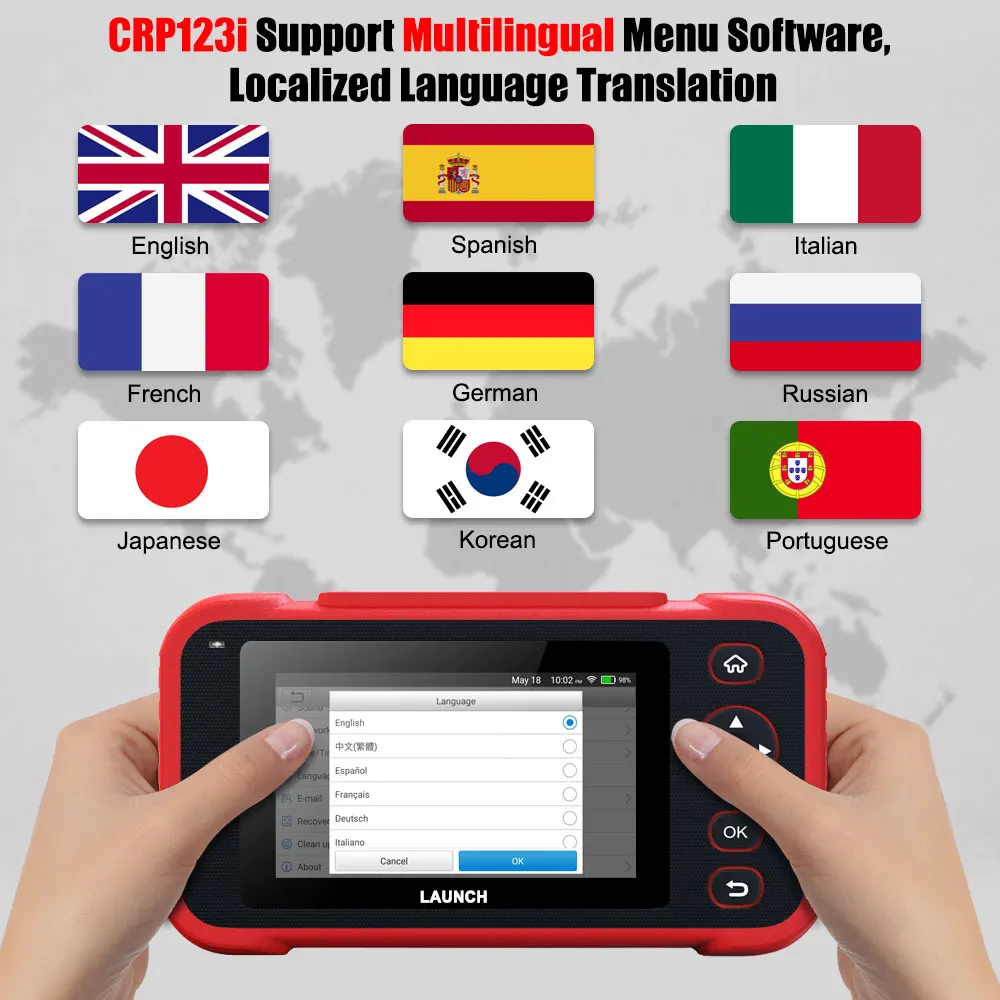 Launch CRP123i OBD2 сканер ENG ABS подушка безопасности SRS на авто диагностические функции
