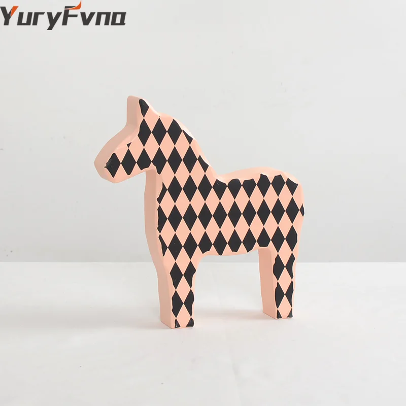 YuryFvna Nordic Стиль Детская украшения Деревянный конь Статуэтка Детские комнаты в