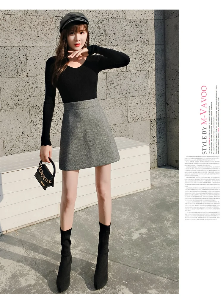 REALEFT New Arrival Autumn Winter Women Casual Mini Skirts High Waist Warm Woolen A-Line Sexy Short Skirts Female