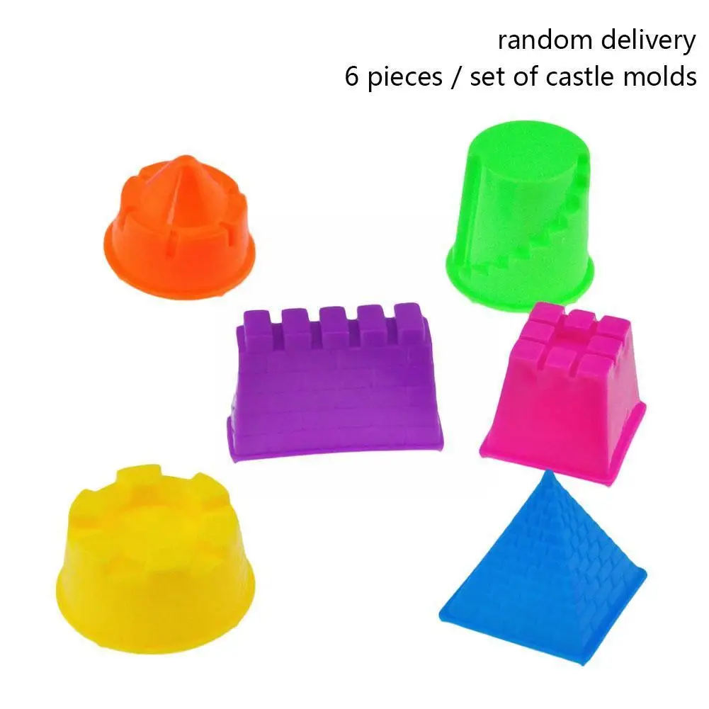 

6 Pcs/set Draagbare Kasteel Zand Klei Nieuwigheid Strand Zand Model Model Klei Speelgoed Castle Magic Voor Toys Moving A4n7