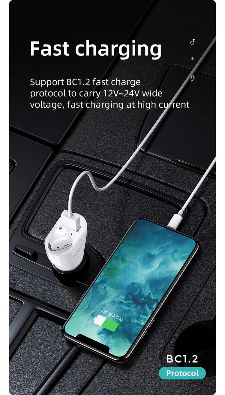 Joyroom CP1 портативный маленький Usb Автомобильное зарядное устройство стерео Bluetooth 5,0 беспроводные наушники Поддержка мобильного телефона Быстрая зарядка