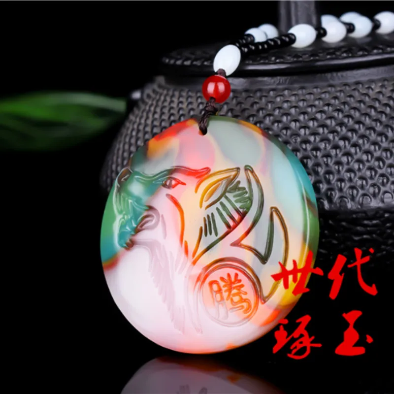 Природный цвет Hetian Нефритовый камень волк кулон ожерелье китайские ювелирные